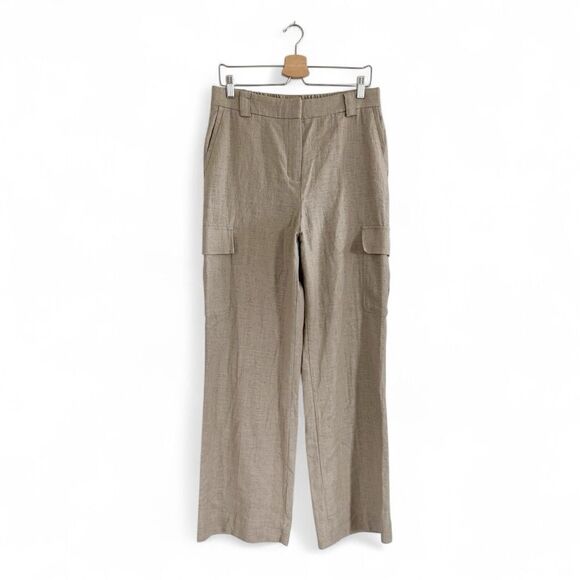 NWOT House of Harlow 1960 Wide Leg Linen Blend Cargo Pants Size 10 - Picture 1 of 8
